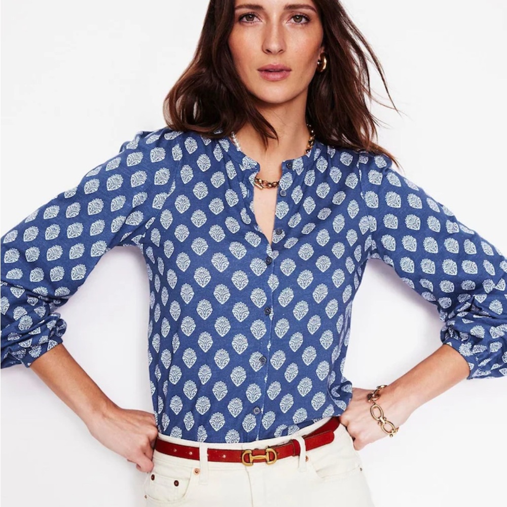 Boden Blue Patterned Women's Top